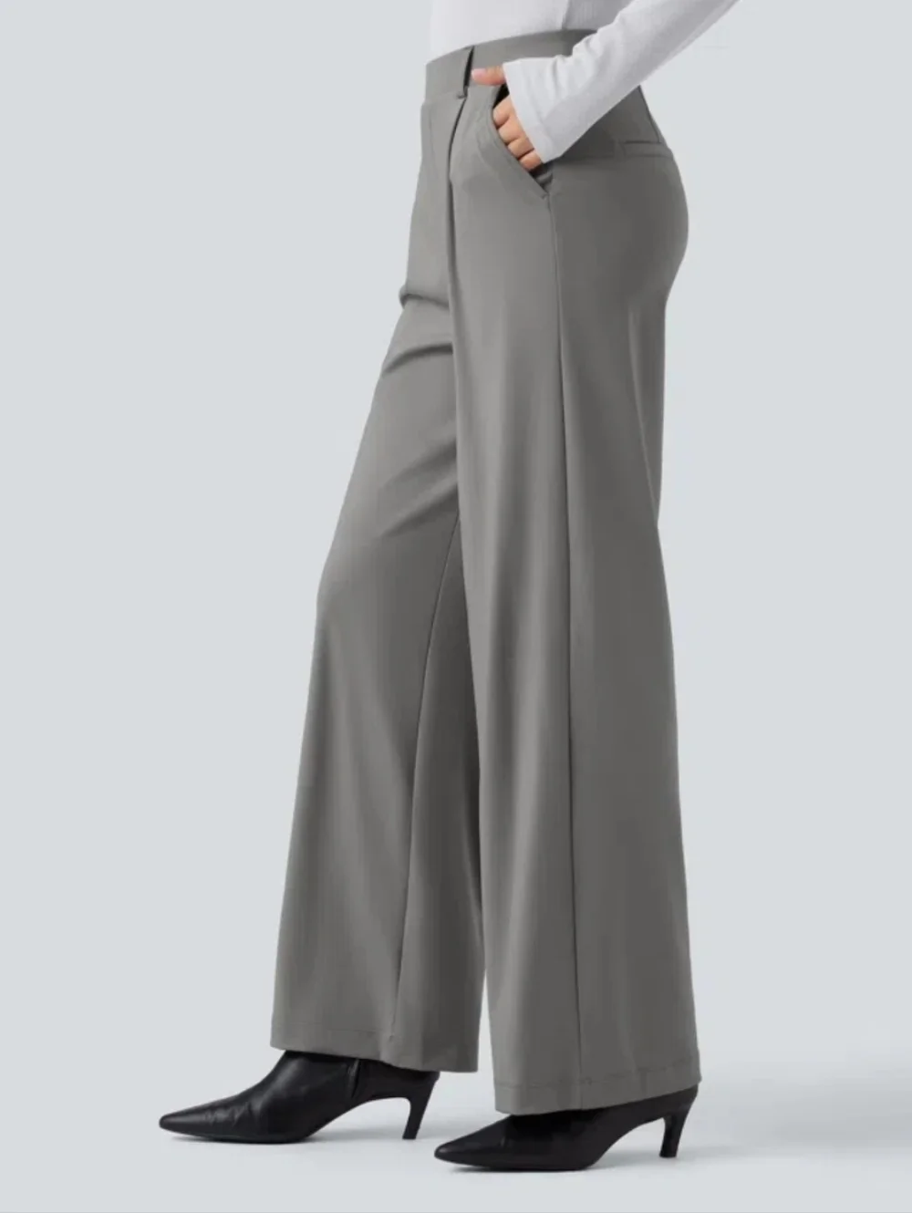 Halara Flex DayStretch High Waisted Wide Leg Work Pants In Silent Storm M-tall - Picture 3 of 10